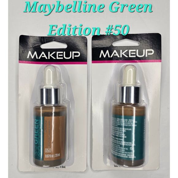 MAYBELLINE Green Edition #50 Super Drop Tinted Oil Makeup Foundation Bundle of 2 - Picture 1 of 5
